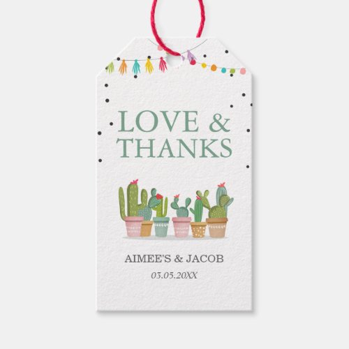 Fiesta Shower Mexican Cactus Thank You Favor Gift Tags