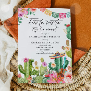 Fiesta Siesta Tequila Repeat Bachelorette Party Invitation