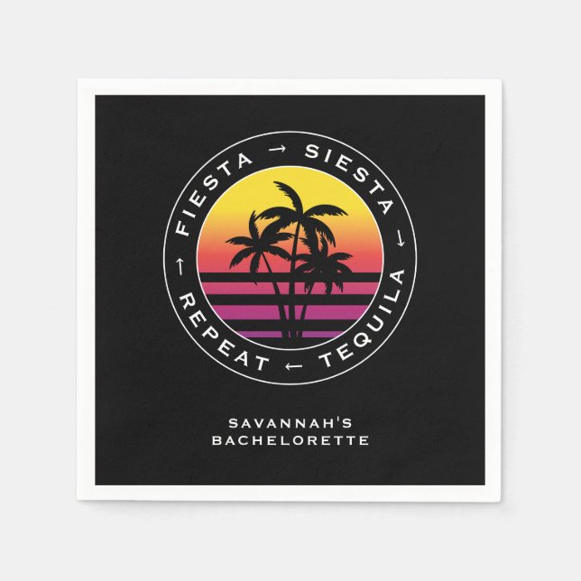 Fiesta Siesta Tequila Repeat Bachelorette Party Napkins (Front)