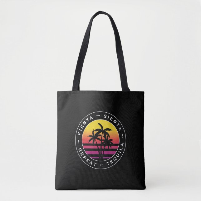 Fiesta Siesta Tequila Repeat Bachelorette Party Tote Bag (Front)
