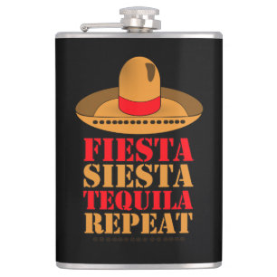 Fiesta Siesta Tequila Repeat Flask