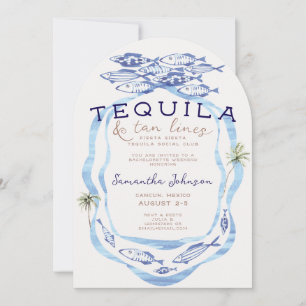 Fiesta Siesta Tequila Tan Lines Club Bachelorette Invitation