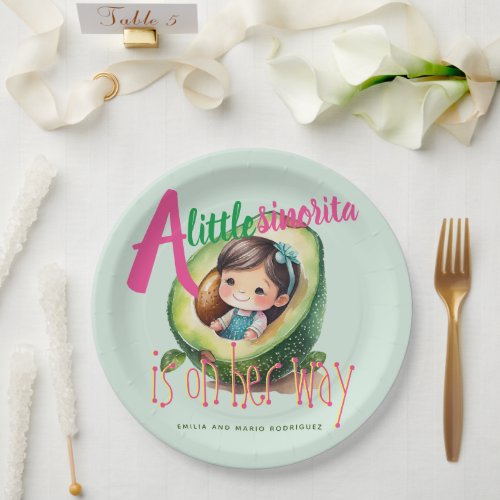 Fiesta Sinorita Baby Girl Shower Partyware Avocado Paper Plates