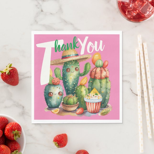 Fiesta Sinorita Baby Girl Shower Partyware Cacti Napkins (Insitu)