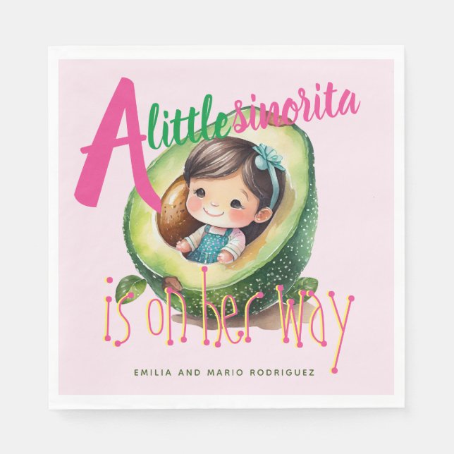 Fiesta Sinorita Baby Girl Shower Partyware Pink Napkins (Front)