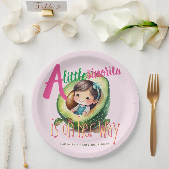 Fiesta Sinorita Baby Girl Shower Partyware Pink Paper Plates (Wedding)