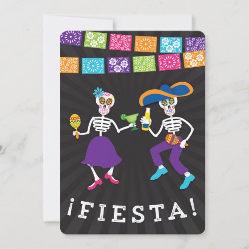 Fiesta Skulls Party Invitation with banners