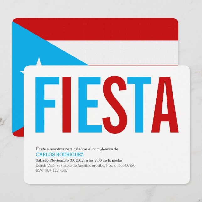 Fiesta: Sky: Puerto Rico Flag Invitation (Front/Back)