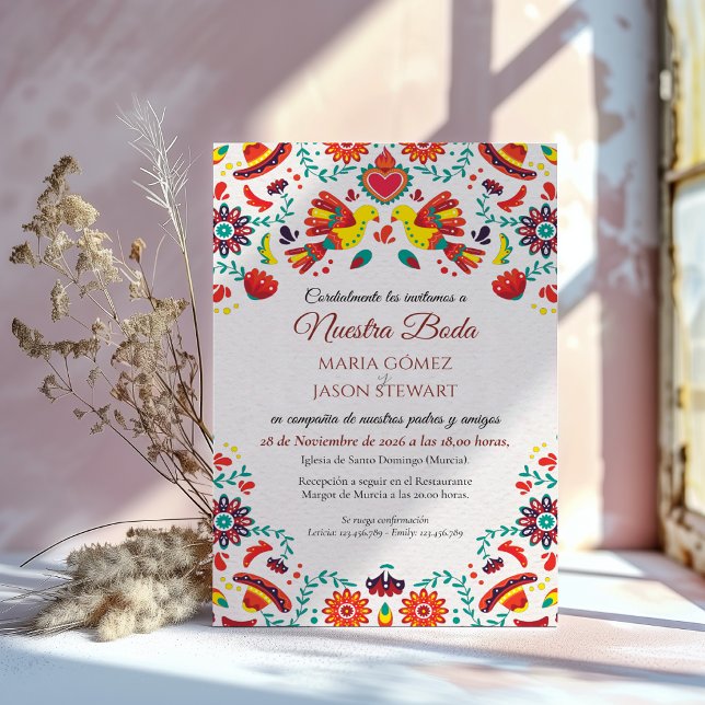 Fiesta Sombrero Folk Art Spanish Wedding Invitation (Fiesta Sombrero Folk Art Spanish Wedding Invitation)