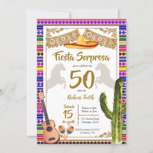 Fiesta Sorpresa Mexican Charro Birthday Invitation