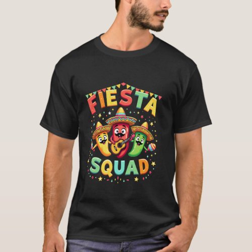 Fiesta Squad Chili Pepper Guitar Maracas Cinco de  T-Shirt