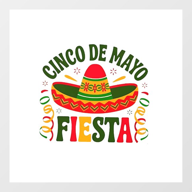Fiesta Squad Cinco De Mayo Mexican Sombrero  Window Cling (Sheet)