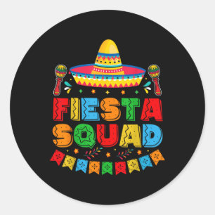 Fiesta Squad Cinco De Mayo Mexican Taco Guitar Cin Classic Round Sticker