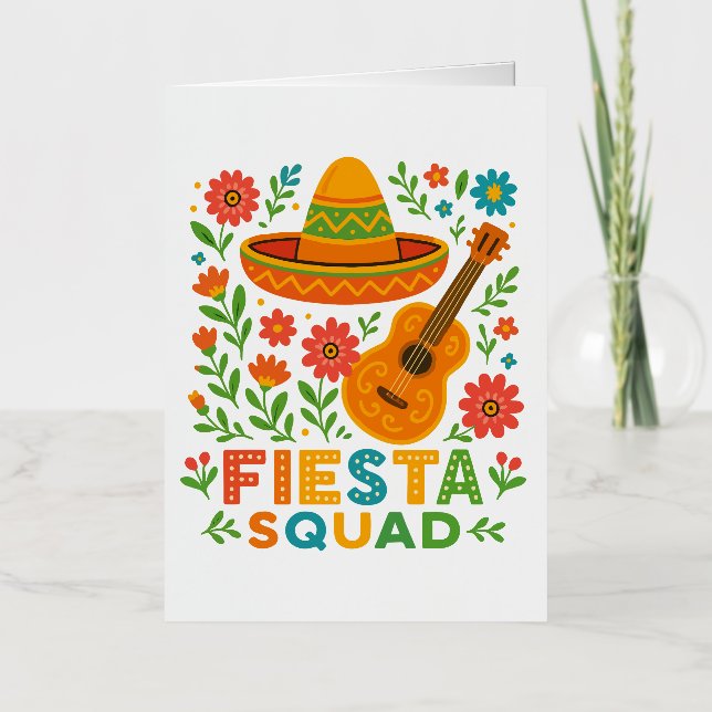 Fiesta Squad – Colorful Party Vibes Foil Greeting Card (Front)