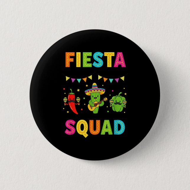 Fiesta squad cute cactus pepper bell pepper kids button (Front)