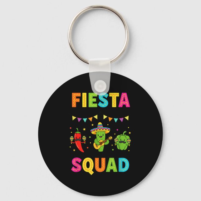 Fiesta squad cute cactus pepper bell pepper kids keychain (Front)