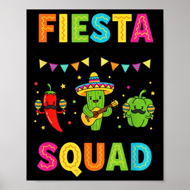 Fiesta squad cute cactus pepper bell pepper kids poster (Front)