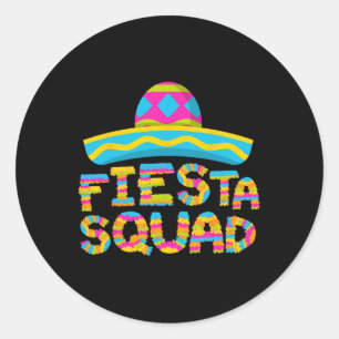 Fiesta Squad Funny Cinco De Mayo Mexican Party 5 D Classic Round Sticker