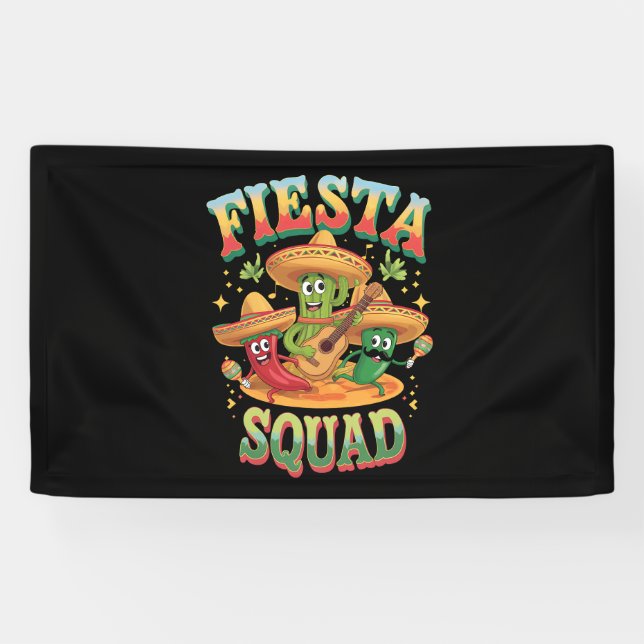 Fiesta Squad Funny Cinco De Mayo Mexican Party Banner (Horizontal)