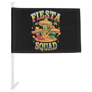 Fiesta Squad Funny Cinco De Mayo Mexican Party Car Flag