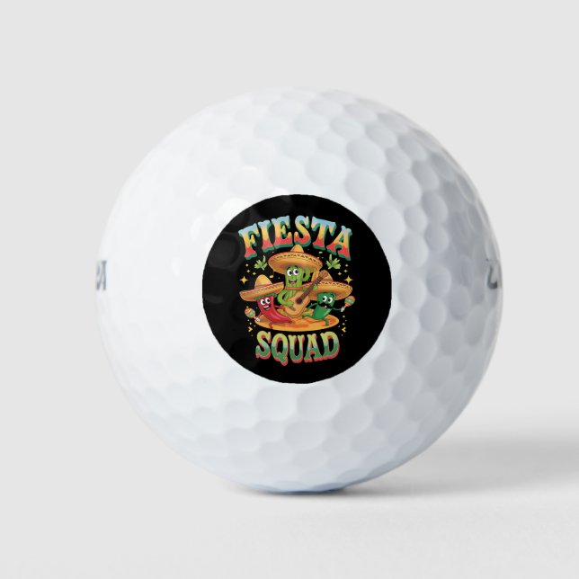 Fiesta Squad Funny Cinco De Mayo Mexican Party Golf Balls (Front)