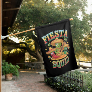 Fiesta Squad Funny Cinco De Mayo Mexican Party House Flag