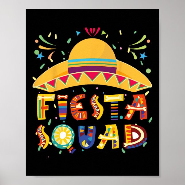 Fiesta Squad Mexico Fiesta Taco Guitar Cinco De Ma Poster (Front)