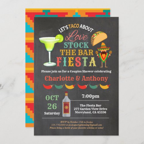 Fiesta stock the bar couples shower chalkboard invitation