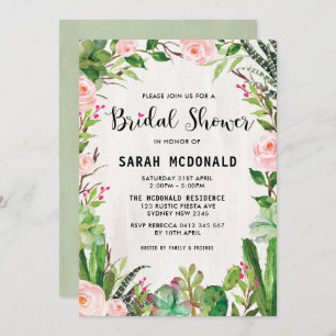 Fiesta Succulent Cactus Bridal Shower Invitation
