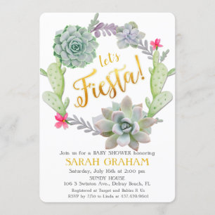 Fiesta Succulent Wreath Baby Shower Invitation