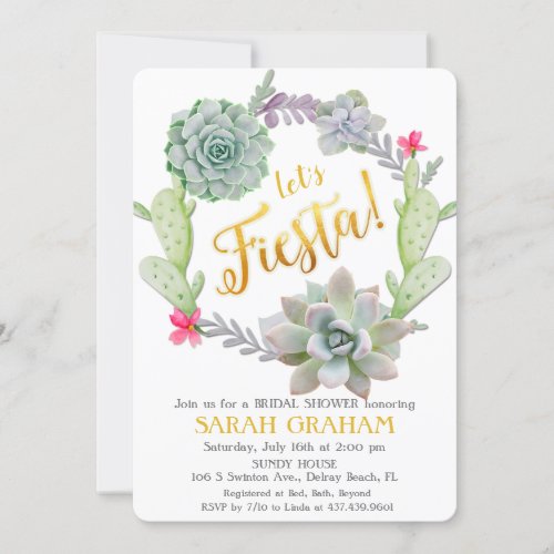 Fiesta Succulent Wreath Bridal Shower Invitation