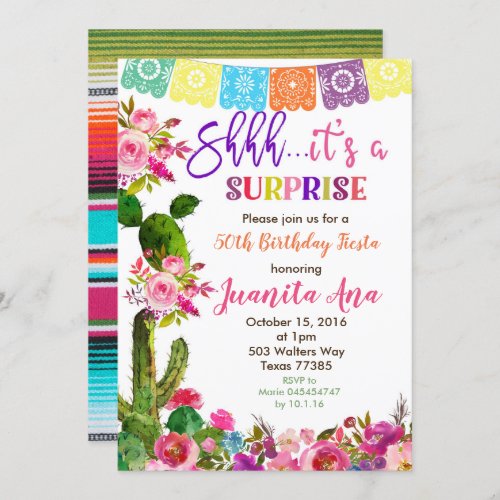 Fiesta Surprise Birthday Party Invitation