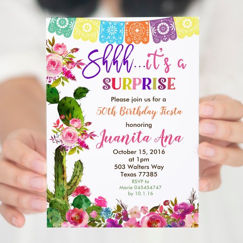 Fiesta Surprise Birthday Party Invitation