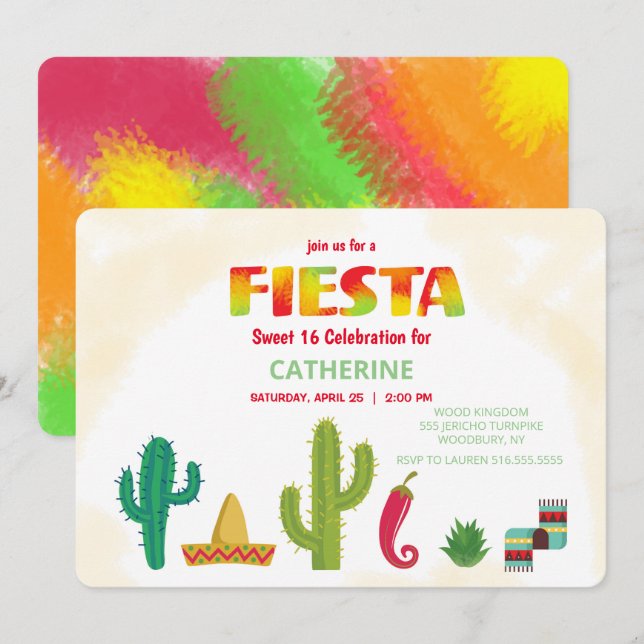 Fiesta Sweet 16 Celebration Invitation (Front/Back)