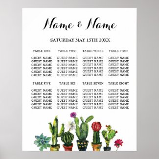Fiesta Table Plan Wedding Poster 8 Seating Cactus