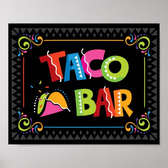 Fiesta TACO BAR Party Sign Print | Zazzle.com