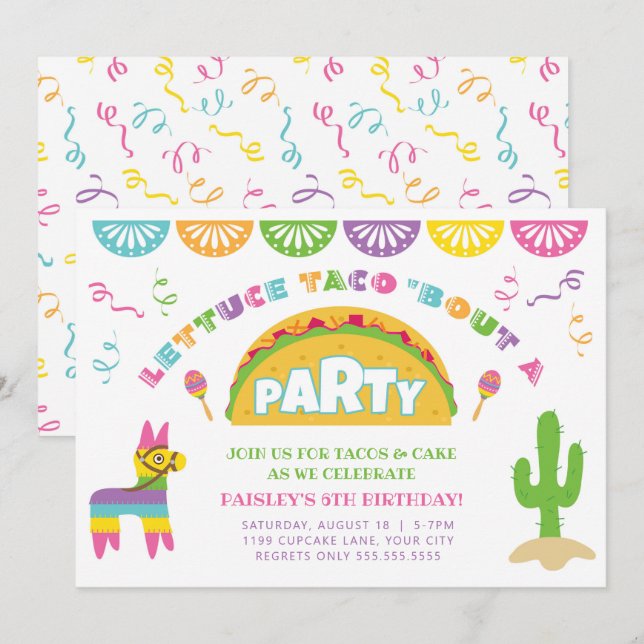 Fiesta Taco Birthday Party Invitation (Front/Back)
