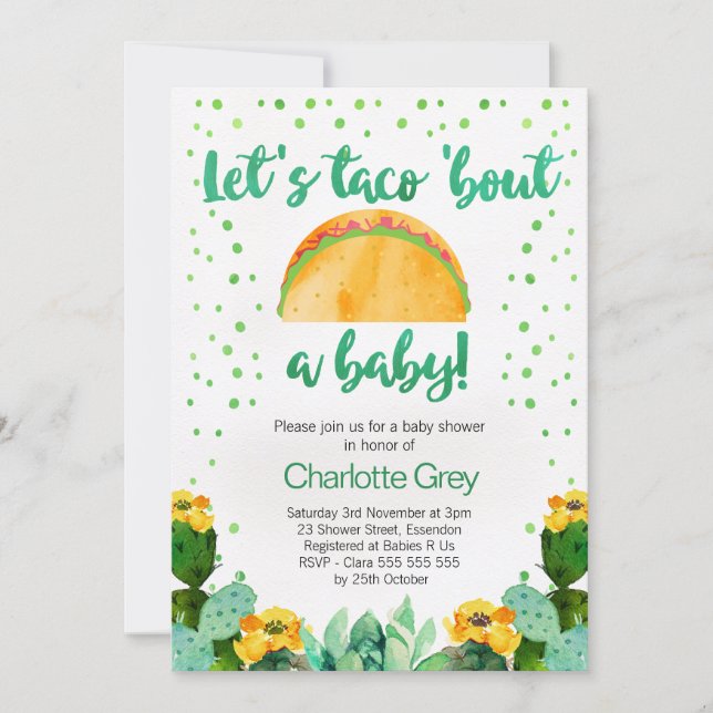 Fiesta Taco 'Bout A Baby Baby Shower Invitation (Front)