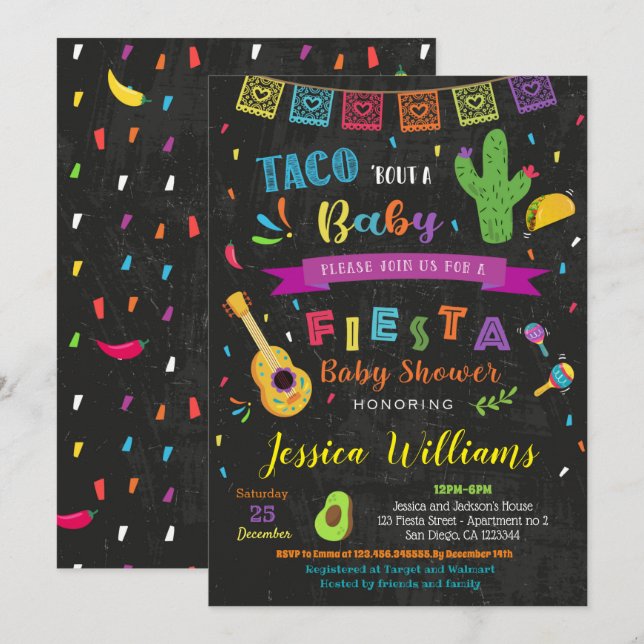 Fiesta Taco Bout a Baby Baby Shower Invitations (Front/Back)