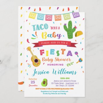 Fiesta Taco Bout A Baby Baby Shower Invitations by SugarPlumPaperie at Zazzle