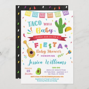 Fiesta Taco Bout A Baby Baby Shower Invitations by SugarPlumPaperie at Zazzle
