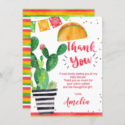 Fiesta Taco Bout A Baby Baby Thank You Card