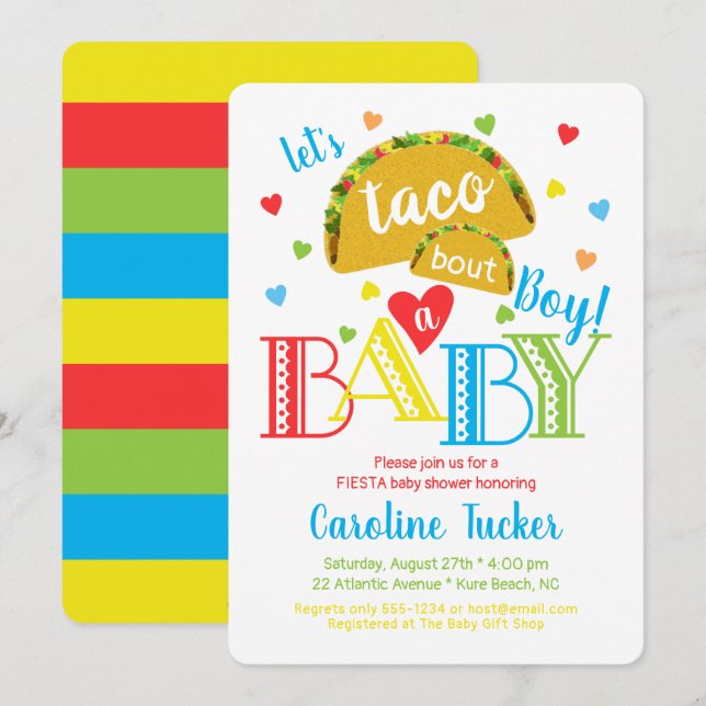 Fiesta Taco Bout a Baby Boy Shower Invitation (Front/Back)