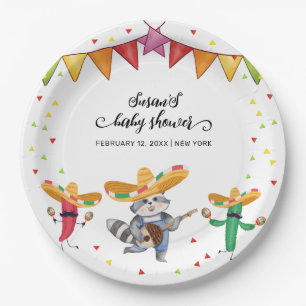 Fiesta Taco 'Bout A Baby Cactus Animal Baby Shower Paper Plates