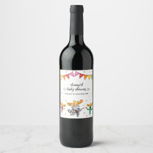 Fiesta Taco 'Bout A Baby Cactus Animal Baby Shower Wine Label