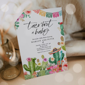 Fiesta Taco 'bout A Baby Cactus Baby Shower Invitation by PixelPerfectionParty at Zazzle