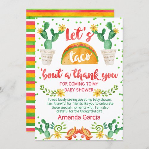 Fiesta Taco Bout A Baby Thank You Card