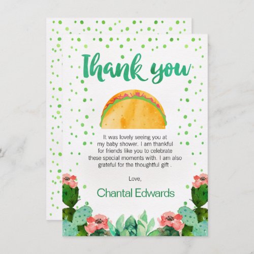 Fiesta Taco Bout A Baby Thank you card