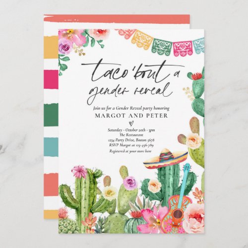 Fiesta Taco Bout A Gender Reveal Cactus Party Invitation