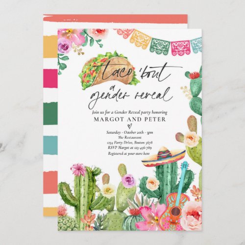 Fiesta Taco Bout A Gender Reveal Cactus Party Invitation